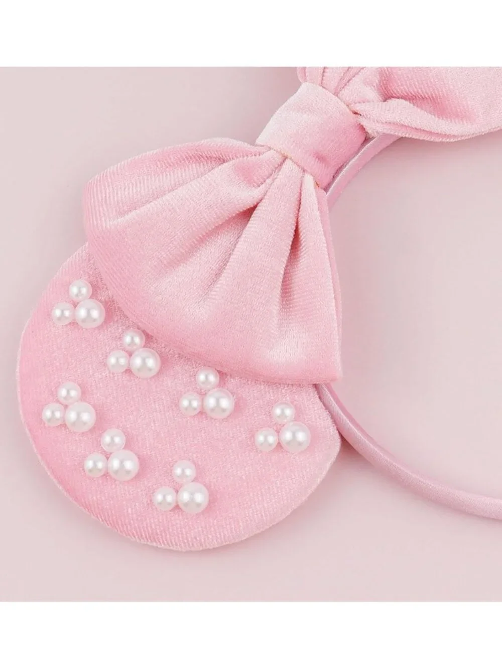 Women Pink Polyester Velvet Mickey Mouse Halloween Costume Headband